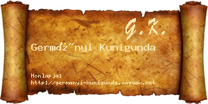 Germányi Kunigunda névjegykártya